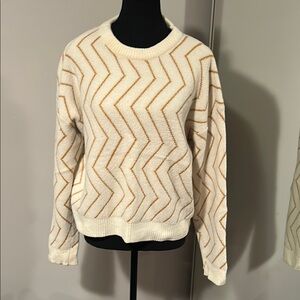 Cream and Gold Crew Neck Sweater